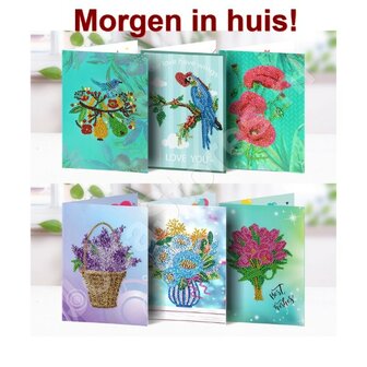 Diamond Painting Gru&szlig;karten Set Blumen (6 St&uuml;ck)