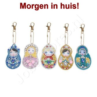 Diamond Painting Sleutelhanger Set Matruschka (5 stuks)