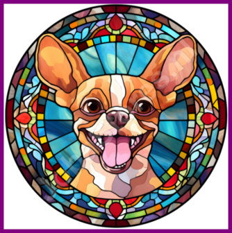 Diamond Painting Glas in lood Hond - Chihuahua