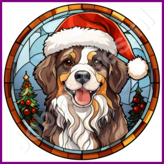 Diamond Painting Glas in lood Kerstmuts Hond