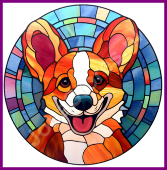 Diamond Painting Glas in lood Hond - Corgi