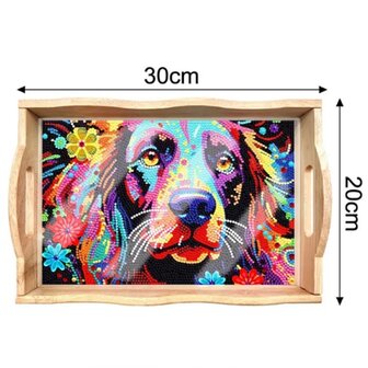 Diamond Painting Houten Dienblad 02 Hond (20x30cm)