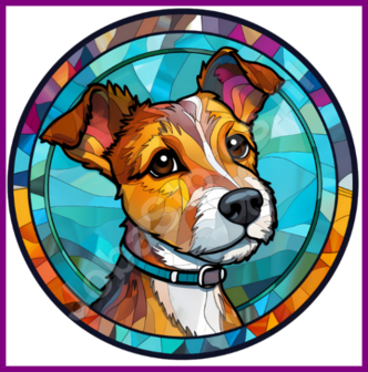 Diamond Painting Glas in lood Hond - Jack Russell