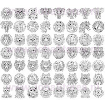 Digitales Malbuch f&uuml;r Erwachsene Mandala-Tiere 01 (57 Malvorlagen)