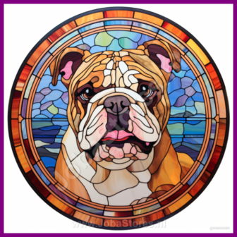 Diamond Painting Glas in lood Hond - Engelse Bulldog