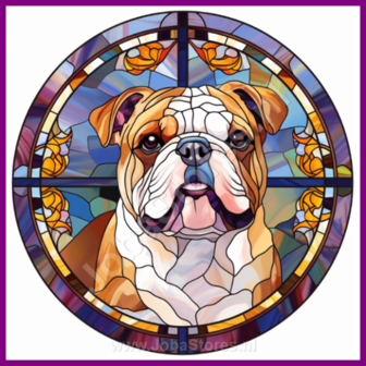 Diamond Painting Glas in lood Hond - Engelse Bulldog