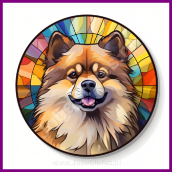 Diamond Painting Glas in lood Hond - Keeshond