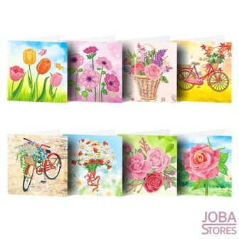 Diamond Painting Gru&szlig;karten-Set Blumen (8 Karten)