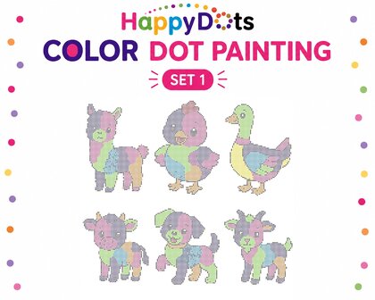 HappyDots Farbpunkt-Malset Bauernhoftiere A4