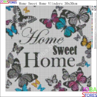 Diamond Painting Home Sweet Home Schmetterlinge 30x30cm