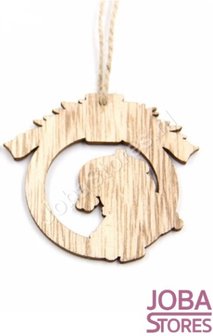 Houten Kerst Hangers Rond Sneeuwpop (10 stuks)