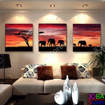 Diamond Painting Olifant 3 luiks 60x20cm