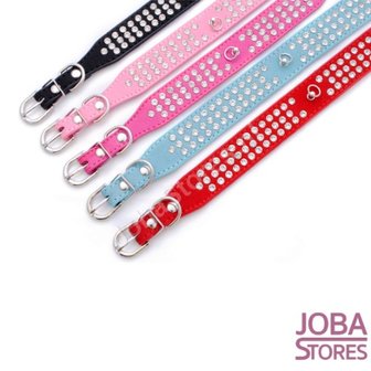 Honden Halsband Bling Zwart L