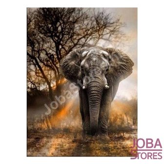 Diamond Painting Elefant in der D&auml;mmerung 30x40cm