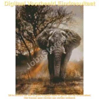 Diamond Painting Elefant in der D&auml;mmerung 30x40cm
