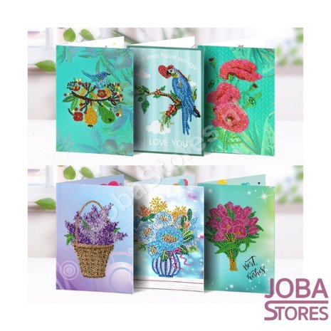 Diamond Painting Wenskaarten Set Bloemen (6 stuks)