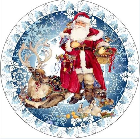 Diamond Painting Weihnachtsmann im Kreis 40x40cm