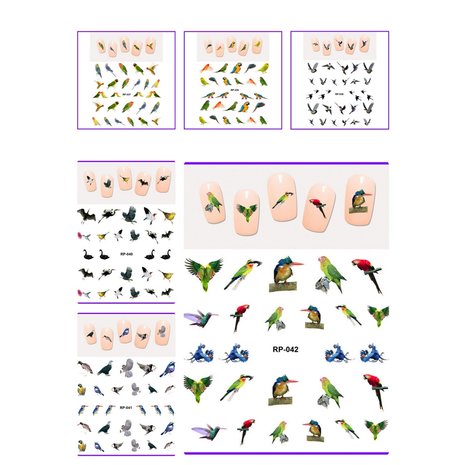 Nagelsticker Set Vögel (150 Sticker)