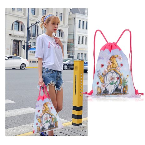 Diamond Painting Rucksack Rosa Gnom