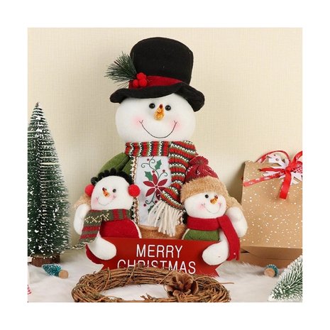 Schneemann Puppe Frohe Weihnachten 35cm