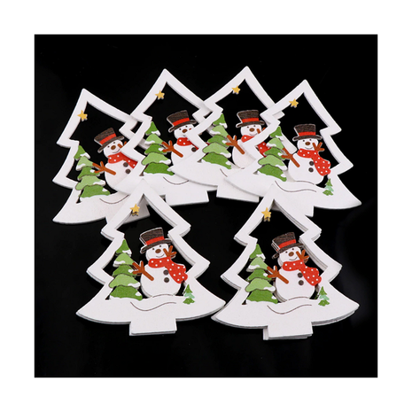 Weihnachtsanhänger aus Holz Weißer Weihnachtsbaum (10 Stück)