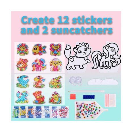 Diamond Painting Kinderpaket 01 (12 Sticker + 2 Anhänger)