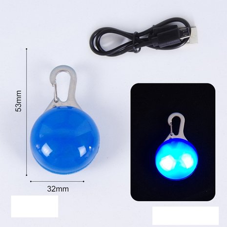 LED-Glühbirne mit Clip für Hundehalsband (Blau) (USB wiederaufladbar)
