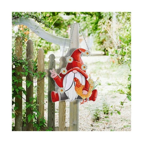 Diamond Painting Hanging Ornament Spring Gnome/Leprechaun (28cm) mit Beleuchtung