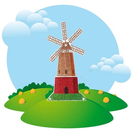 Diamond Painting stehendes Ornament mit Bewegung Windmühle (26cm)