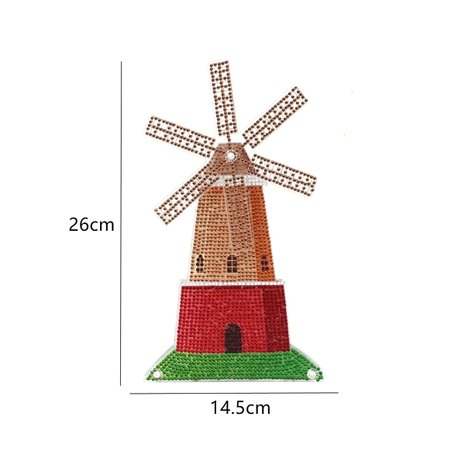 Diamond Painting stehendes Ornament mit Bewegung Windmühle (26cm)