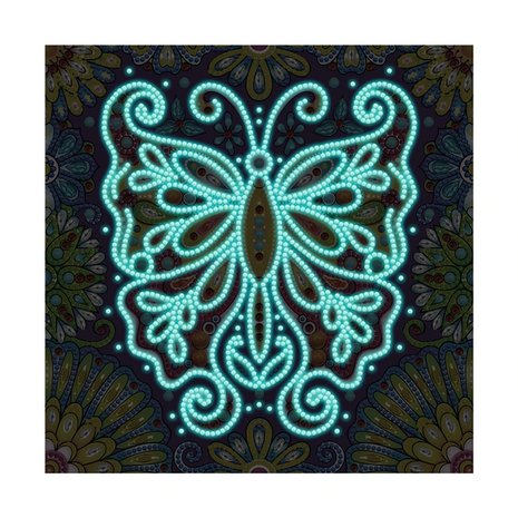 Diamond Painting im Dunkeln leuchtender Schmetterling 25x25cm