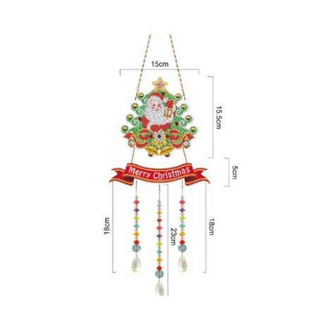 Diamond Painting Ornament zum Aufhängen mit Ketten 07 Weihnachtsmann-Weihnachtsbaum
