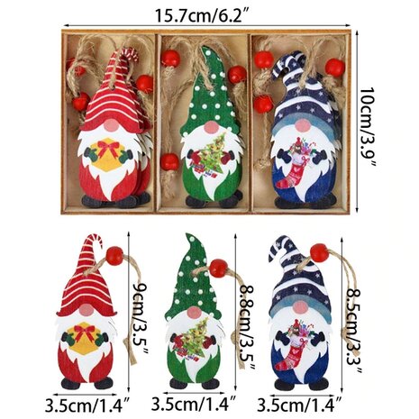 Weihnachtsanhänger aus Holz Wichtel - Wichtel in Holzkiste (9 Stück)