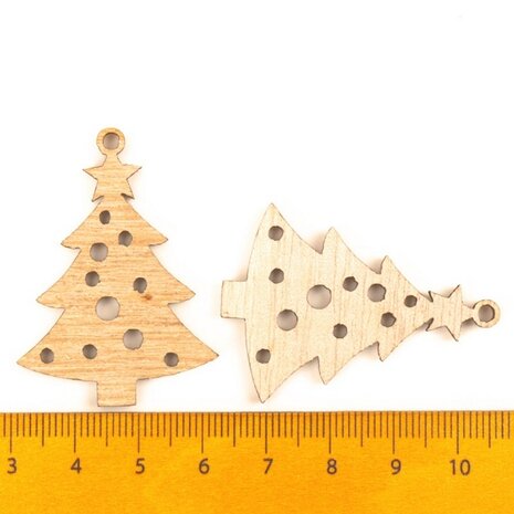 Mini-Weihnachtsanhänger aus Holz Weihnachtsbäume zum selber bemalen / bemalen (10 Stück / 44mm)