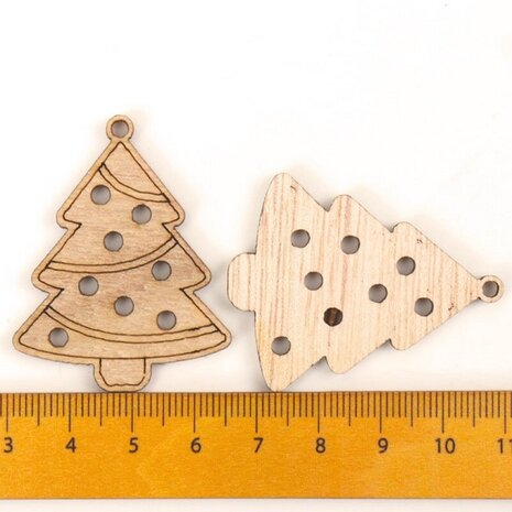 Mini-Weihnachtsanhänger aus Holz Weihnachtsbäume zum selber bemalen / bemalen (10 Stück / 44mm)