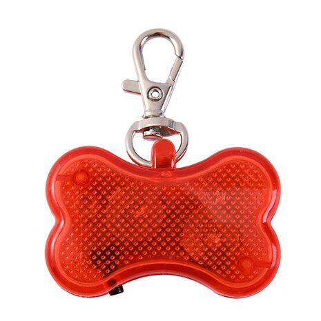 Led beleuchteter Knochen mit Clip für Hundehalsband (Rot)