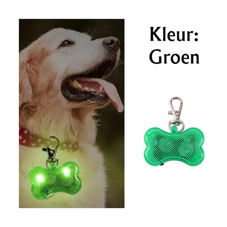 Led beleuchteter Knochen mit Clip für Hundehalsband (Grün)