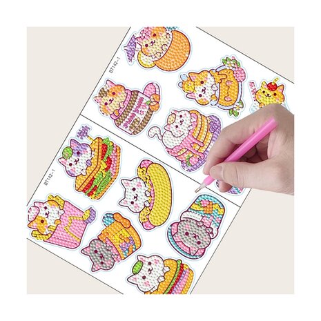 Diamond Painting Sticker Set Katzen (12 Stück)