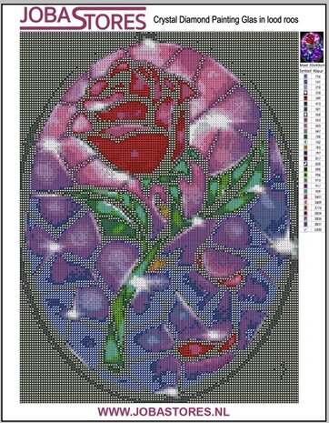 Kristall-Diamond Painting, Buntglas-Rose, 30 x 40 cm