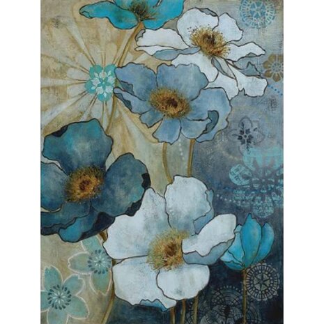 Diamond Painting Blauwe Bloemen 01