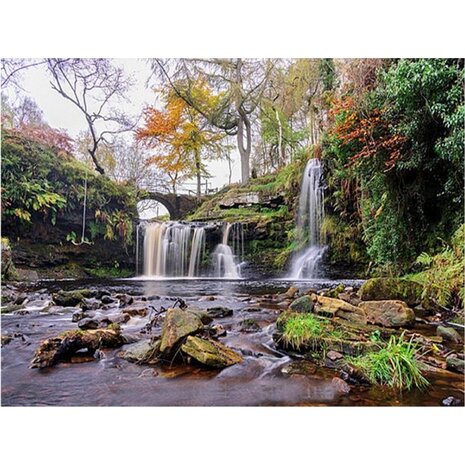 Diamond Painting Landschap - Prachtige waterval in het bos