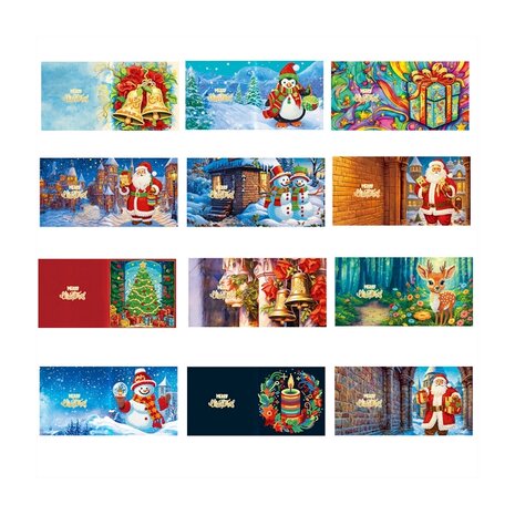 Diamond Painting Weihnachtskarten Set 09 (12 Stück)