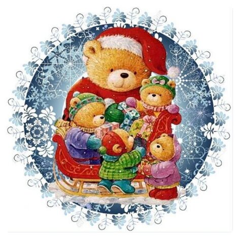 Diamond Painting Kerst - Beren in cirkel