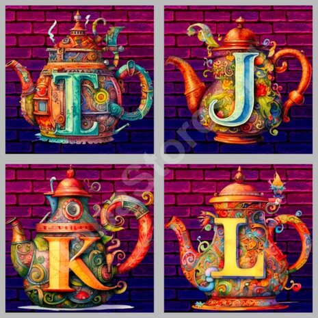 Diamond Painting Alphabet Teekanne