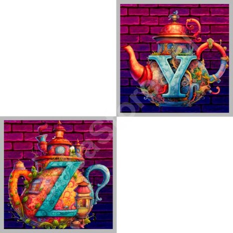 Diamond Painting Alphabet Teekanne