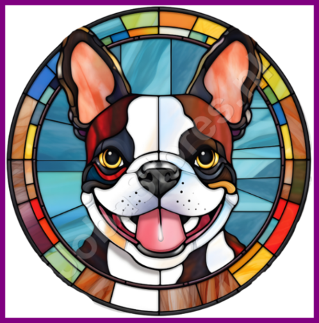 Diamond Painting Glas in lood Hond - Boston Terrier