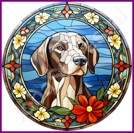 Diamond Painting Glas in lood Kerst Hond