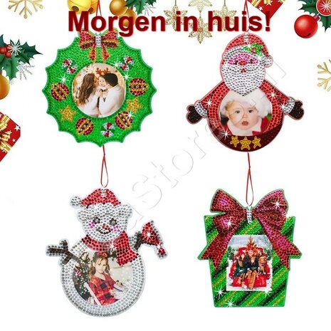Diamond Painting Weihnachtsbaumschmuck Fotorahmen-Set 001 (4 Stück)