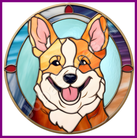 Diamond Painting Glas in lood Hond - Corgi