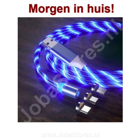 USB-Kabel magnetisch mit Beleuchtung und 3 Steckern (blau)